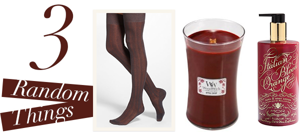 3 random things: thigh highs, woodwick candle, mor lotion