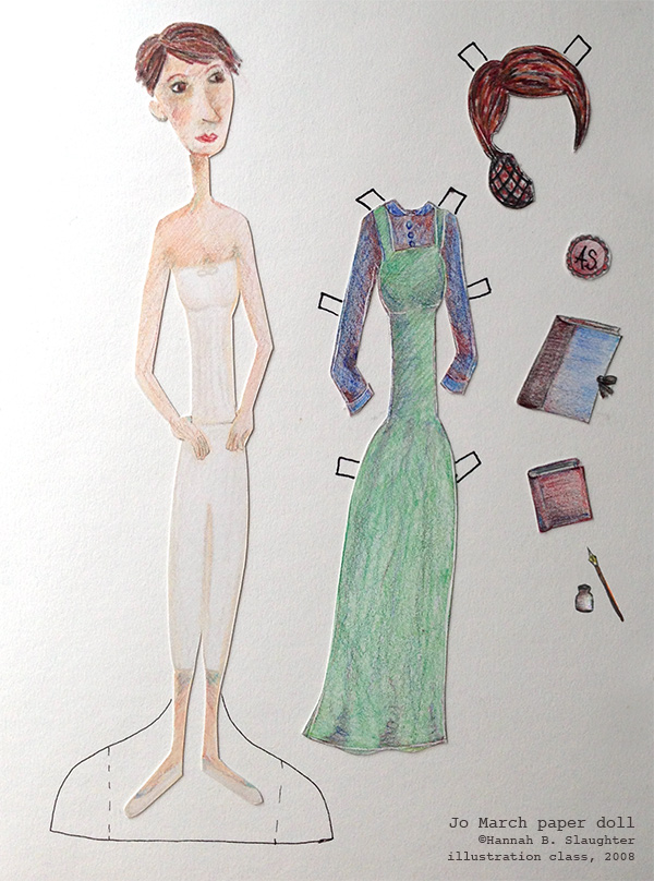An illustration I did for a colored pencil, paper doll assignment in college.