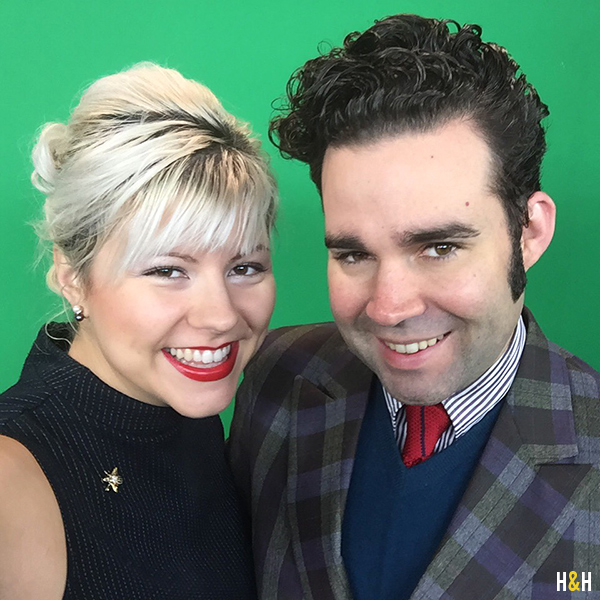 Hannah & Husband green screen selfie